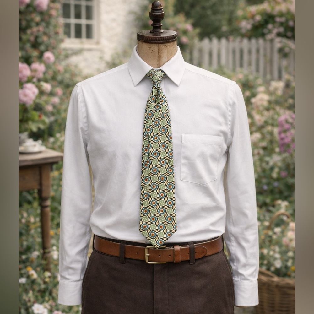 J.P Tilford For Harry Rosen Printed Silk Tie